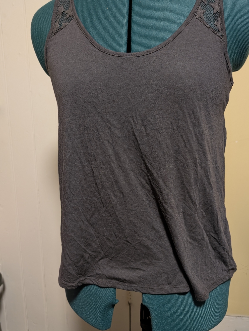 Converse Women's Charcoal Lace-Shoulder Tank Top